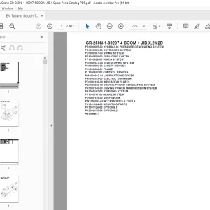 Tadano Crane GR-250N-1-00207 4 BOOM + JIB,X,2M2D Parts Manual - PDF DOWNLOAD
