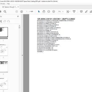 Tadano Crane GR-250N-2-00101 4 BOOM + JIB(PT),X,2M2D Parts Manual PDF