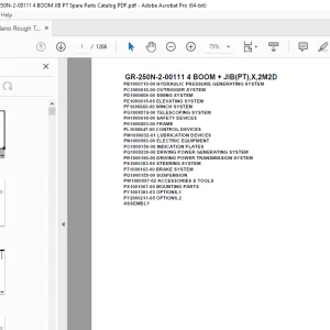 Tadano Crane GR-250N-2-00111 4 BOOM + JIB(PT),X,2M2D Parts Manual PDF