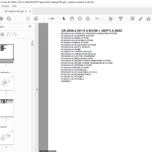 Tadano Crane GR-250N-2-00112 4 BOOM + JIB(PT),X,2M2D Parts Manual PDF
