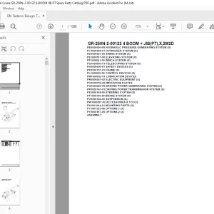 Tadano Crane GR-250N-2-00122 4 BOOM + JIB(PT),X,2M2D Parts Manual PDF