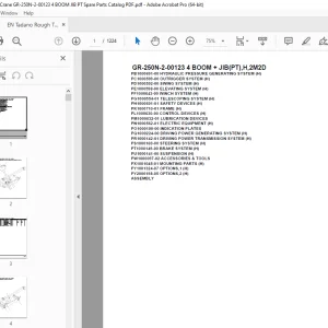 Tadano Crane GR-250N-2-00123 4 BOOM + JIB(PT),H,2M2D Parts Manual PDF