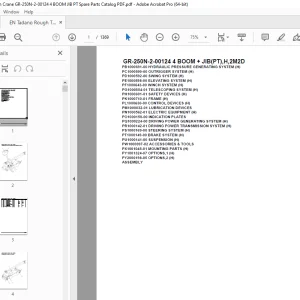 Tadano Crane GR-250N-2-00124 4 BOOM + JIB(PT),H,2M2D Parts Manual PDF