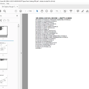 Tadano Crane GR-250N-2-00125 4 BOOM + JIB(PT),X,2M2D Parts Manual PDF