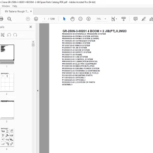 Tadano Crane GR-250N-3-00201 4 BOOM + 2 JIB(PT),X,2M2D Parts Manual PDF