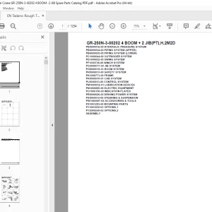 Tadano Crane GR-250N-3-00202 4 BOOM + 2 JIB(PT),H,2M2D Parts Manual PDF
