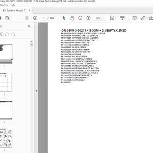 Tadano Crane GR-250N-3-00211 4 BOOM + 2 JIB(PT),X,2M2D Parts Manual PDF