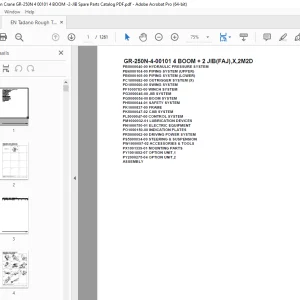Tadano Crane GR-250N-4-00101 4 BOOM + 2 JIB(FAJ),X,2M2D Parts Manual PDF