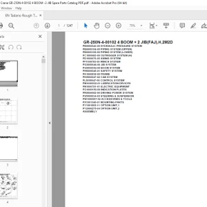 Tadano Crane GR-250N-4-00102 4 BOOM + 2 JIB(FAJ),H,2M2D Parts Manual PDF