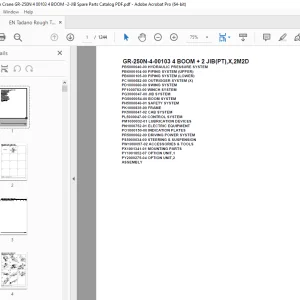 Tadano Crane GR-250N-4-00103 4 BOOM + 2 JIB(PT),X,2M2D Parts Manual PDF