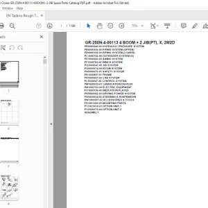 Tadano Crane GR-250N-4-00113 4 BOOM + 2 JIB(PT), X, 2M2D Parts Manual PDF