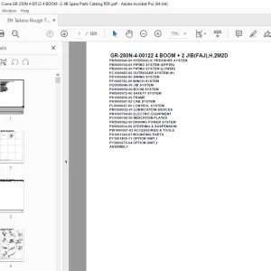 Tadano Crane GR-250N-4-00122 4 BOOM + 2 JIB(FAJ),H,2M2D Parts Manual PDF