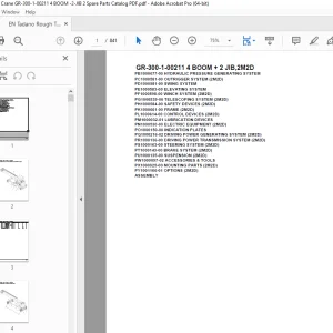 Tadano Crane GR-300-1-00211 4 BOOM + 2 JIB,2M2D Parts Manual - PDF DOWNLOAD