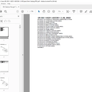 Tadano Crane GR-300-1-00251 4 BOOM + 2 JIB, 2M2D Parts Manual PDF