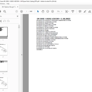 Tadano Crane GR-300E-1-00202 4 BOOM + 2 JIB,2M2D Parts Manual PDF