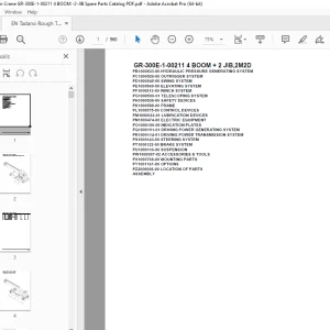 Tadano Crane GR-300E-1-00211 4 BOOM + 2 JIB,2M2D Parts Manual PDF