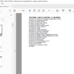 Tadano Crane GR-300E-1-00312 4 BOOM + 2 JIB,2M2D Parts Manual PDF