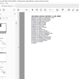 Tadano Crane GR-300E-2-00104 4 BOOM + 2 JIB, 2M2D Parts Manual PDF