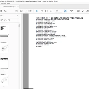 Tadano Crane GR-300N-1-00101 6 BOOM,H,WINCH(WO FREE-FALL),JIB Parts Manual PDF