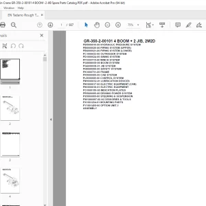 Tadano Crane GR-350-2-00101 4 BOOM + 2 JIB, 2M2D Parts Manual PDF