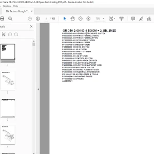 Tadano Crane GR-350-2-00103 4 BOOM + 2 JIB, 2M2D Parts Manual PDF