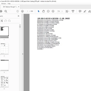 Tadano Crane GR-350-3-00103 4 BOOM + 2 JIB, 2M2D Parts Manual PDF