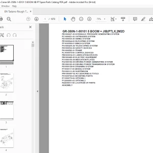 Tadano Crane GR-350N-1-00101 5 BOOM + JIB(PT),X,2M2D Parts Manual PDF