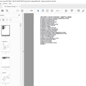 Tadano Crane GR-350N-1-00102 5 BOOM + JIB(PT),X,2M2D Parts Manual PDF