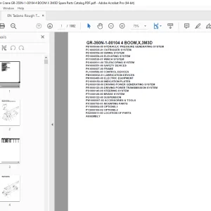 Tadano Crane GR-350N-1-00104 4 BOOM,X,3M3D Parts Manual PDF