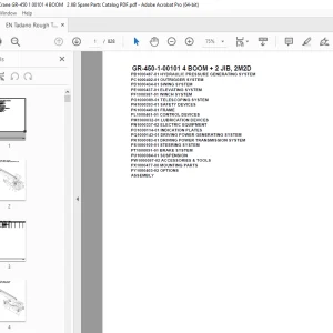 Tadano Crane GR-450-1-00101 4 BOOM + 2 JIB, 2M2D Parts Manual PDF