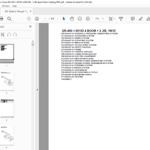 Tadano Crane GR-450-1-00103 4 BOOM + 2 JIB, 1M1D Parts Manual PDF