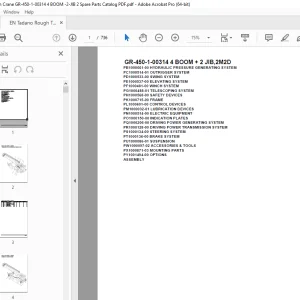 Tadano Crane GR-450-1-00314 4 BOOM + 2 JIB,2M2D Parts Manual PDF