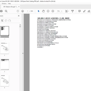 Tadano Crane GR-500-1-00101 4 BOOM + 2 JIB, 2M2D Parts Manual PDF