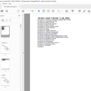 Tadano Crane GR-500-1-00251 4 BOOM + 2 JIB, 2M2D Parts Manual PDF