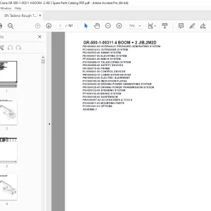 Tadano Crane GR-500-1-00311 4 BOOM + 2 JIB,2M2D Parts Manual PDF