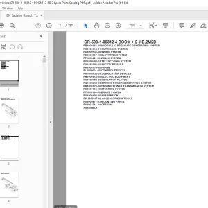 Tadano Crane GR-500-1-00312 4 BOOM + 2 JIB,2M2D Parts Manual PDF