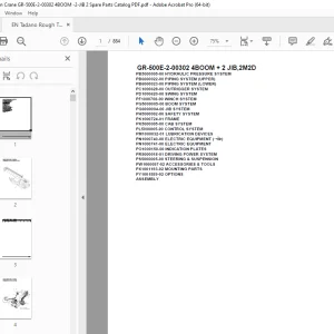 Tadano Crane GR-500E-2-00302 4BOOM + 2 JIB,2M2D Parts Manual PDF