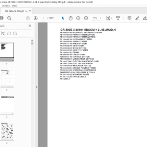Tadano Crane GR-500E-3-00101 5BOOM + 2 JIB,2M2D,H Parts Manual PDF