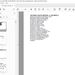 Tadano Crane GR-500E-3-00102 5BOOM + 2 JIB,2M2D,H Parts Manual PDF