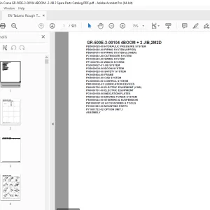 Tadano Crane GR-500E-3-00104 4BOOM + 2 JIB,2M2D Parts Manual PDF