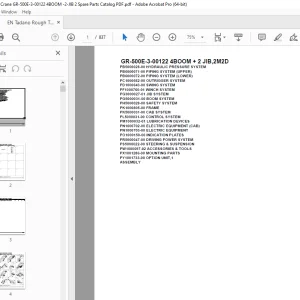Tadano Crane GR-500E-3-00122 4BOOM + 2 JIB,2M2D Parts Manual PDF