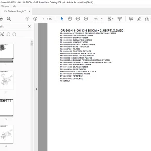 Tadano Crane GR-500N-1-00113 6 BOOM + 2 JIB(PT),X,2M2D Parts Manual PDF