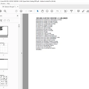 Tadano Crane GR-550-3-00102 5 BOOM + 2 JIB,2M2D Parts Manual PDF