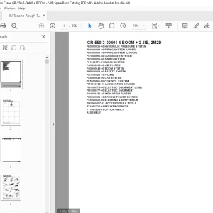Tadano Crane GR-550-3-00401 4 BOOM + 2 JIB, 2M2D Parts Manual PDF