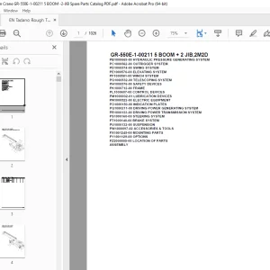 Tadano Crane GR-550E-1-00211 5 BOOM + 2 JIB,2M2D Parts Manual PDF