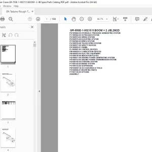 Tadano Crane GR-550E-1-00215 5 BOOM + 2 JIB,2M2D Parts Manual PDF