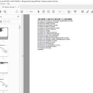 Tadano Crane GR-550E-1-00216 5 BOOM + 2 JIB,2M2D Parts Manual PDF