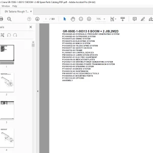 Tadano Crane GR-550E-1-00313 5 BOOM + 2 JIB,2M2D Parts Manual PDF