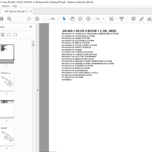 Tadano Crane GR-600-1-00103 5 BOOM + 2 JIB, 2M2D Parts Manual PDF