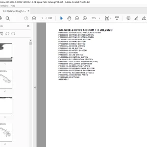 Tadano Crane GR-600E-2-00102 5 BOOM + 2 JIB,2M2D Parts Manual PDF